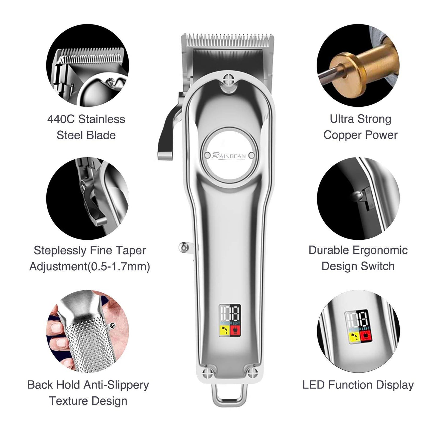 Men Hair Trimmer 3 in 1 IPX7 Waterproof Beard Trimmer Grooming Kit Cordless Hair Clipper for Women & Children LED Display USB Rechargeable Amazon Banned