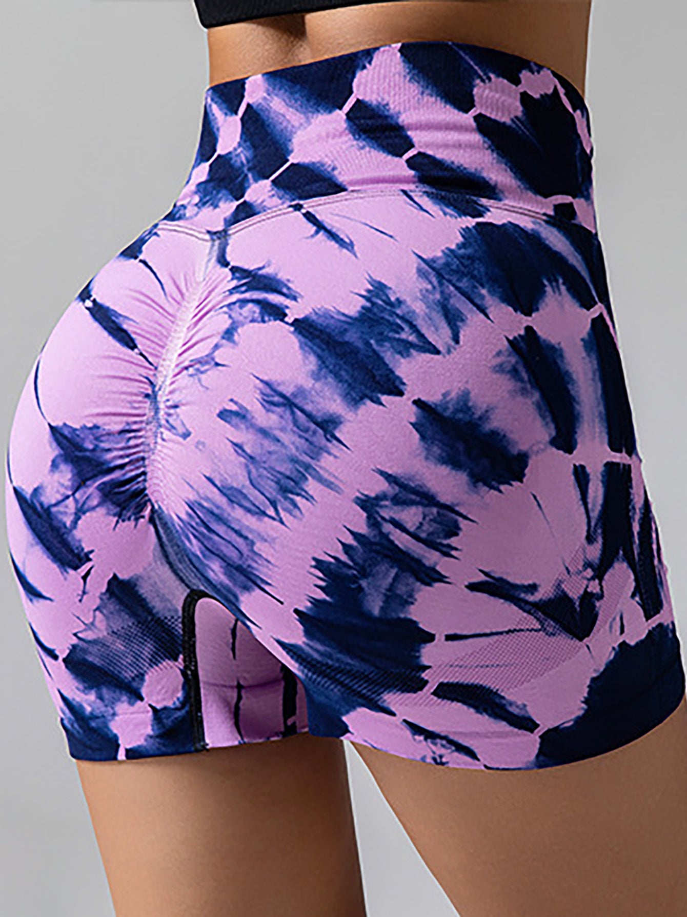 Tie Dye V-Back Yoga Biker Shorts, Elevate Your Workout Style Seamless High Waisted Contour Gym Yoga Biker Shorts